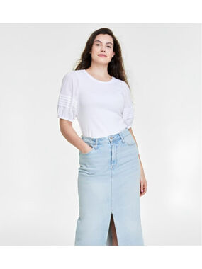 On 34th Women's Size XL Bright White Knit Elbow Puff Sleeve Top NWT